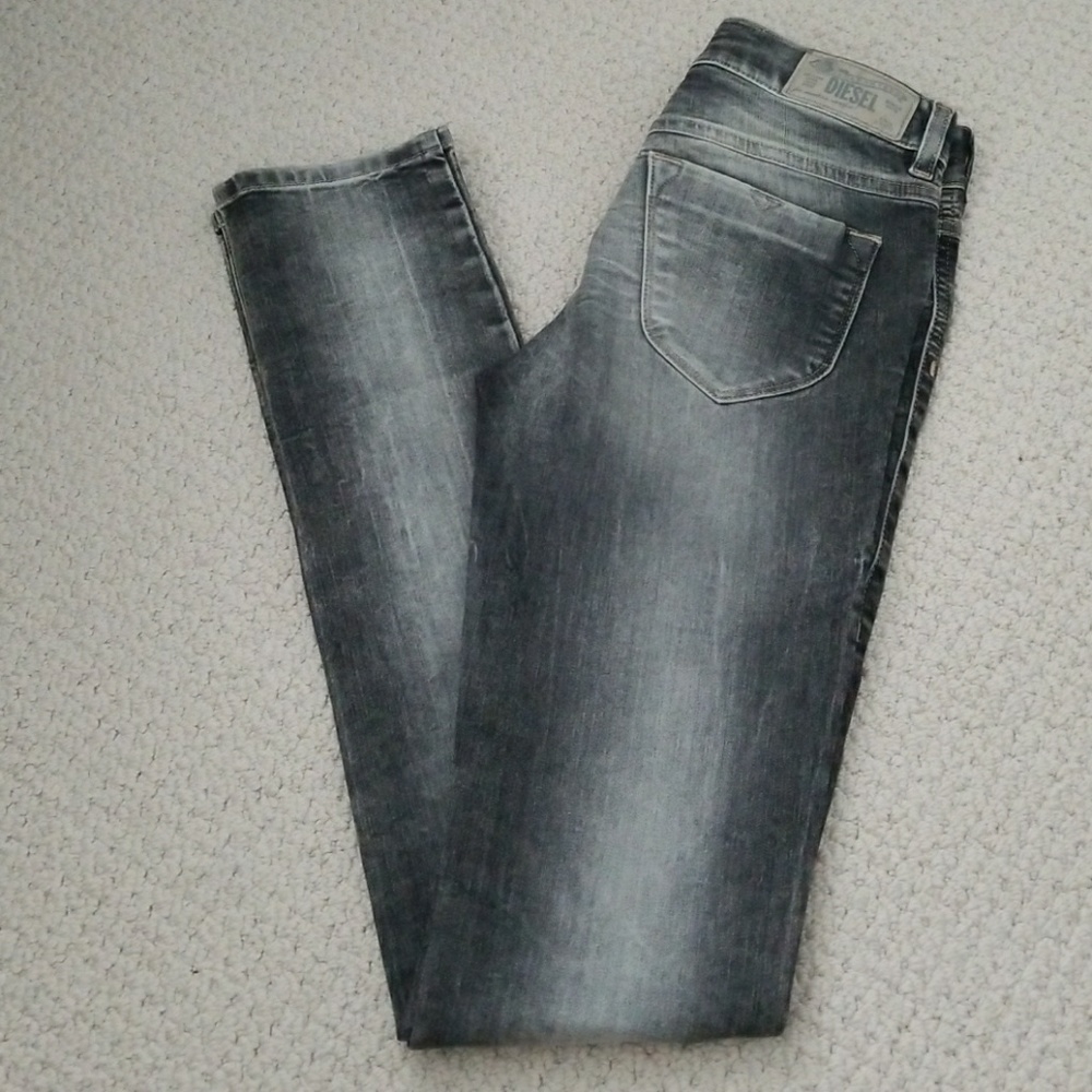 Diesel Livier Stretch Faded Gray Skinny Jeans Denim Leggings sz 26 25